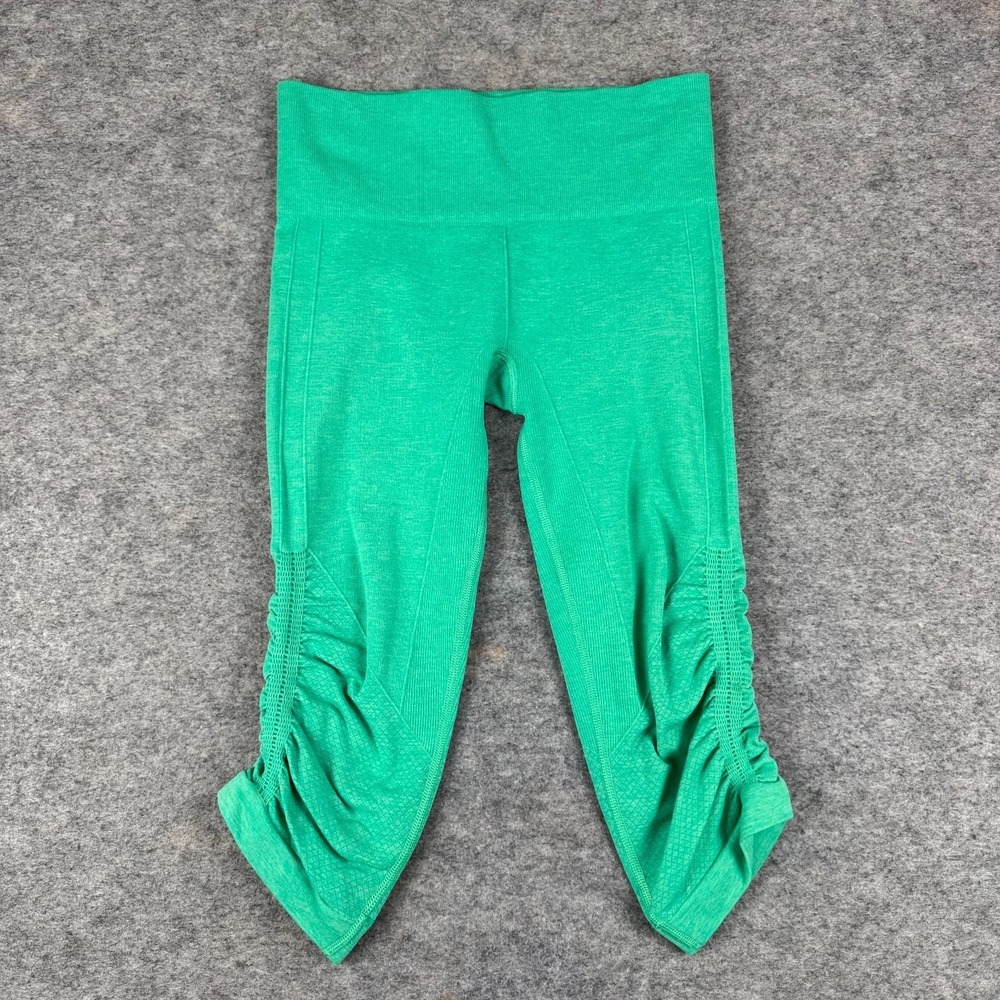 Lululemon In The Flow Crop Leggings Mid Rise W6997S Very Green Womens 4